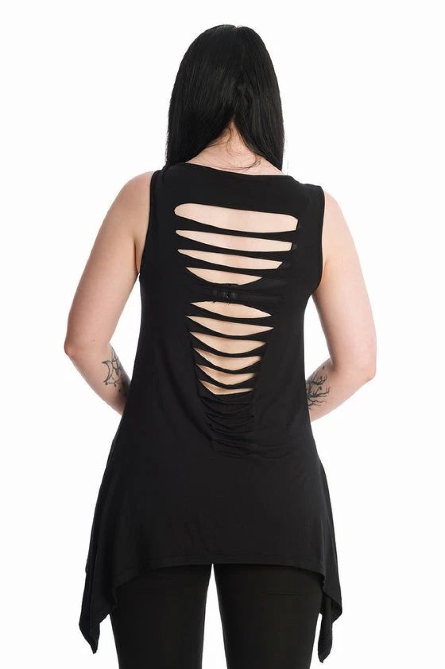 Dark Alternative | * Banned Made For Each Other Asymmetric Hem Top With Back Cut Outs Frankie And Bride