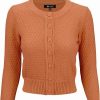 Cardigans | * Mak Sweaters Chunky Vintage Knit Cardigan With 3/4 Sleeves In Dusty Orange