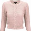 Cardigans | * Mak Sweaters Chunky Vintage Knit Cardigan With 3/4 Sleeves In Peach Beige