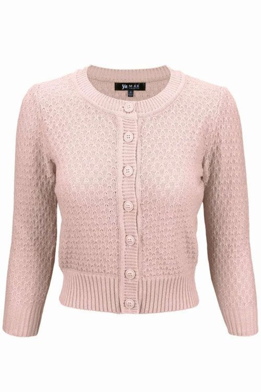 Cardigans | * Mak Sweaters Chunky Vintage Knit Cardigan With 3/4 Sleeves In Peach Beige