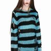 Dark Alternative | * Killstar Tealaki Punk Knit Sweater Black And Teal