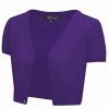 Cardigans | * Mak Sweaters Cropped Cardigan With Short Sleeves In Grape