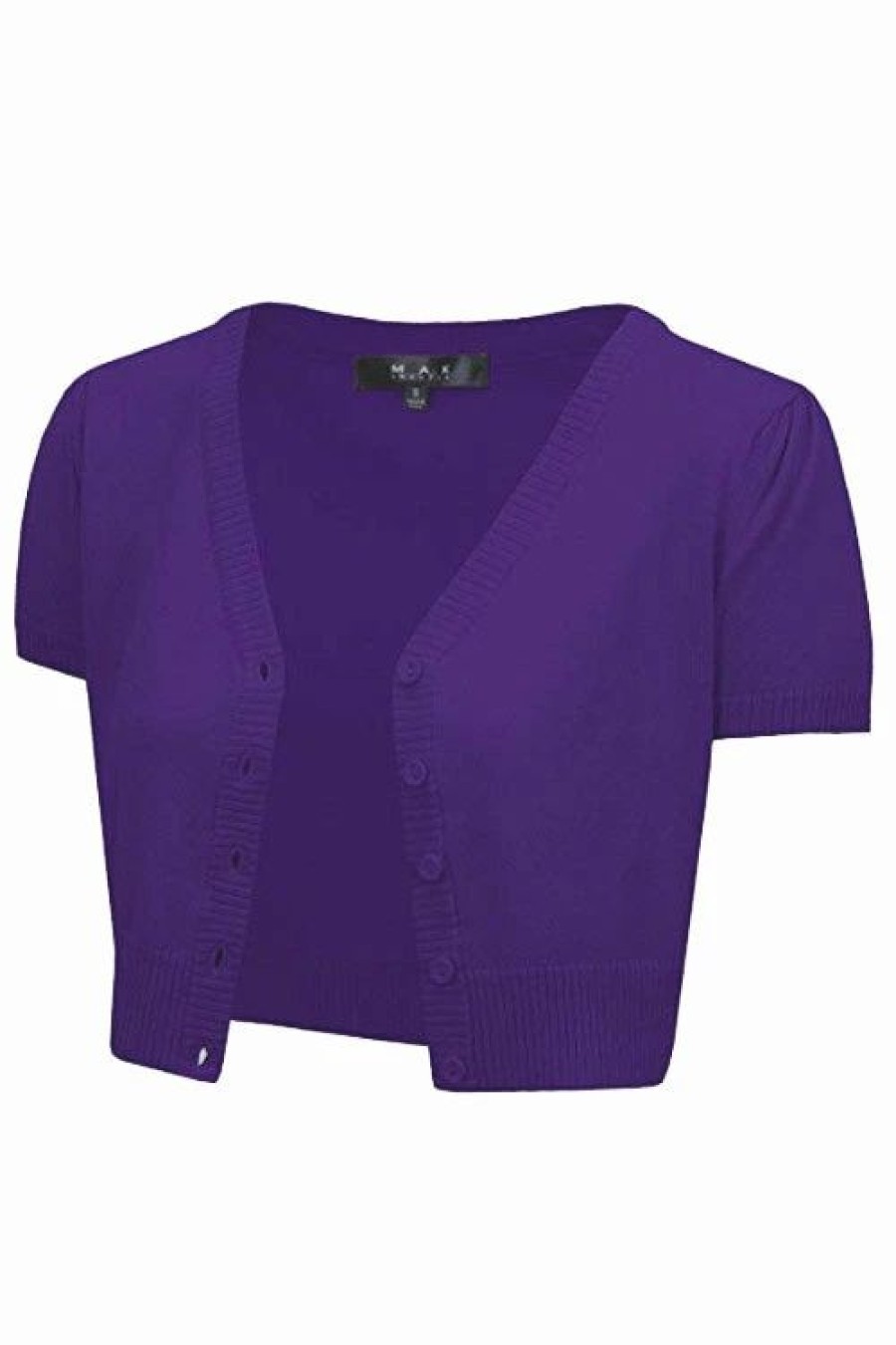 Cardigans | * Mak Sweaters Cropped Cardigan With Short Sleeves In Grape