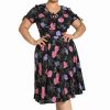 Dark Alternative | * Hell Bunny Eloise Mid Dress Floral Print With Webs