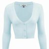 Cardigans | * Mak Sweaters Cropped Cardigan With 3/4 Sleeves In Light Blue