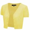 Cardigans | * Mak Sweaters Cropped Cardigan With Short Sleeves In Baby Yellow