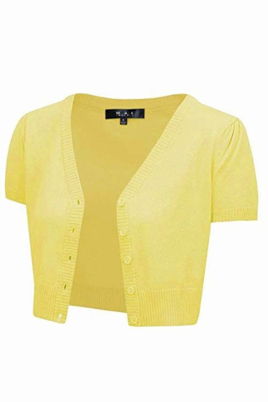 Cardigans | * Mak Sweaters Cropped Cardigan With Short Sleeves In Baby Yellow