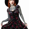 Dark Alternative | * Killstar Morgaine Dress In Print Velvet With Lace-Up Bust Detail