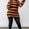 Dark Alternative | * Killstar Pumpkin Punk Knit Sweater Black And Orange