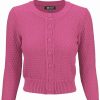 Cardigans | * Mak Sweaters Chunky Vintage Knit Cardigan With 3/4 Sleeves In Magenta