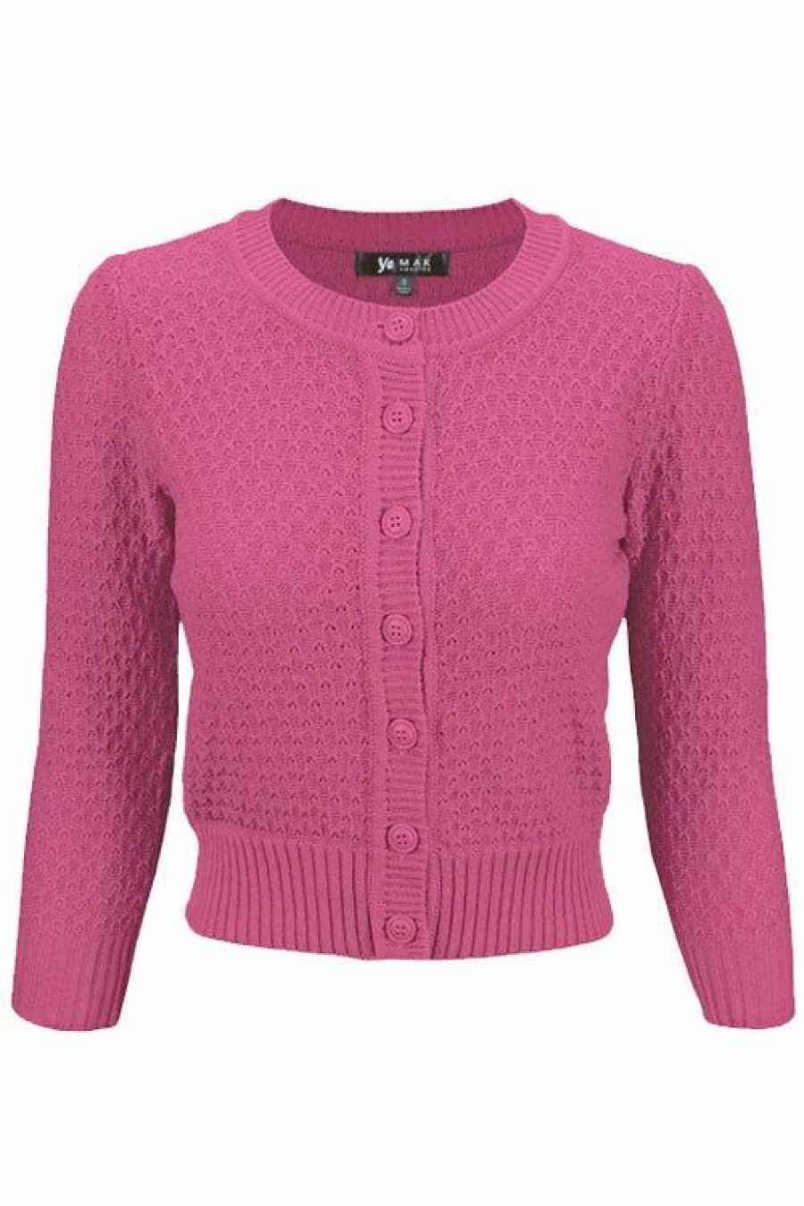 Cardigans | * Mak Sweaters Chunky Vintage Knit Cardigan With 3/4 Sleeves In Magenta