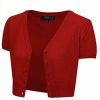 Cardigans | * Mak Sweaters Cropped Cardigan With Short Sleeves In Red