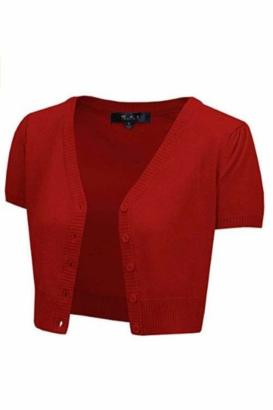 Cardigans | * Mak Sweaters Cropped Cardigan With Short Sleeves In Red