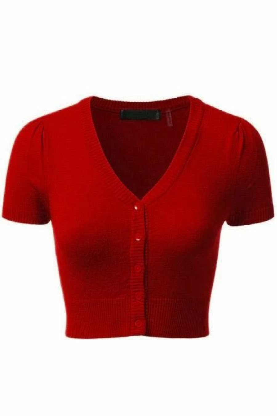 Cardigans | * Mak Sweaters Cropped Cardigan With Short Sleeves In Red