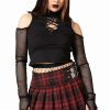 Dark Alternative | * Killstar Bat Girl Skirt Red Tartan With Statement Buckles