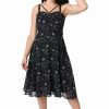 Dark Alternative | * Timeless London Moon & Stars Print Crossover Neck Chiffon Dress