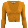 Cardigans | * Mak Sweaters Cropped Cardigan With 3/4 Sleeves In Bronze (Mustard)