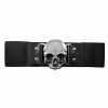 Dark Alternative | * Kreepsville 666 Elastic Belt With Skull Buckle In Black