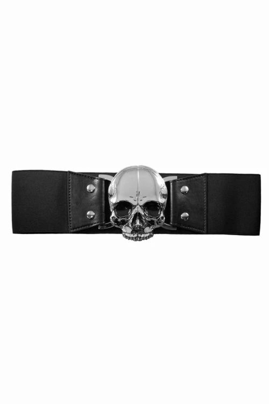 Dark Alternative | * Kreepsville 666 Elastic Belt With Skull Buckle In Black