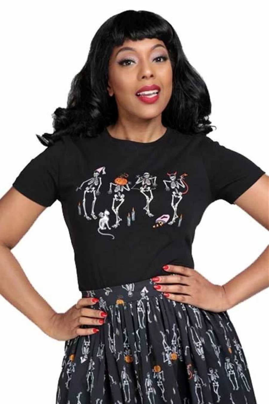 Dark Alternative | * Collectif Skeleton Boo-Gie T-Shirt In Black Party Time Halloween