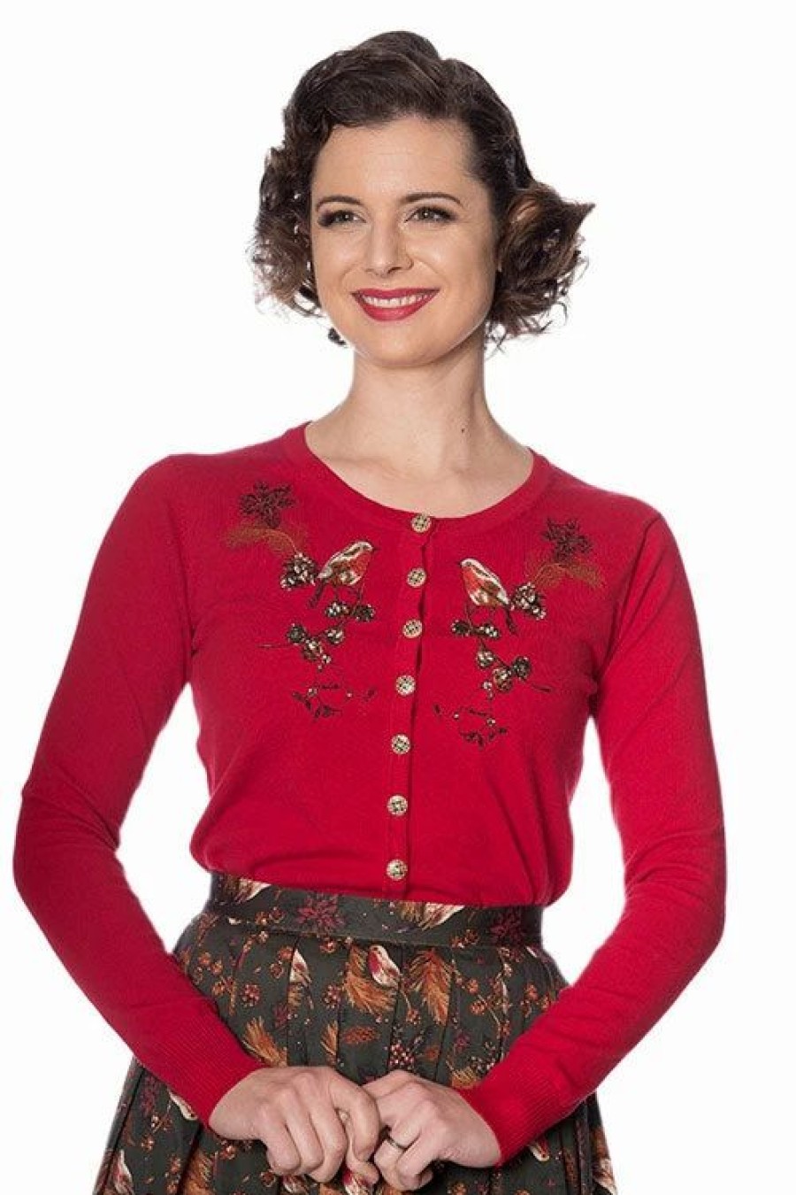 Cardigans | * Banned Rockin' Robin Cardigan In Red With Embroidery