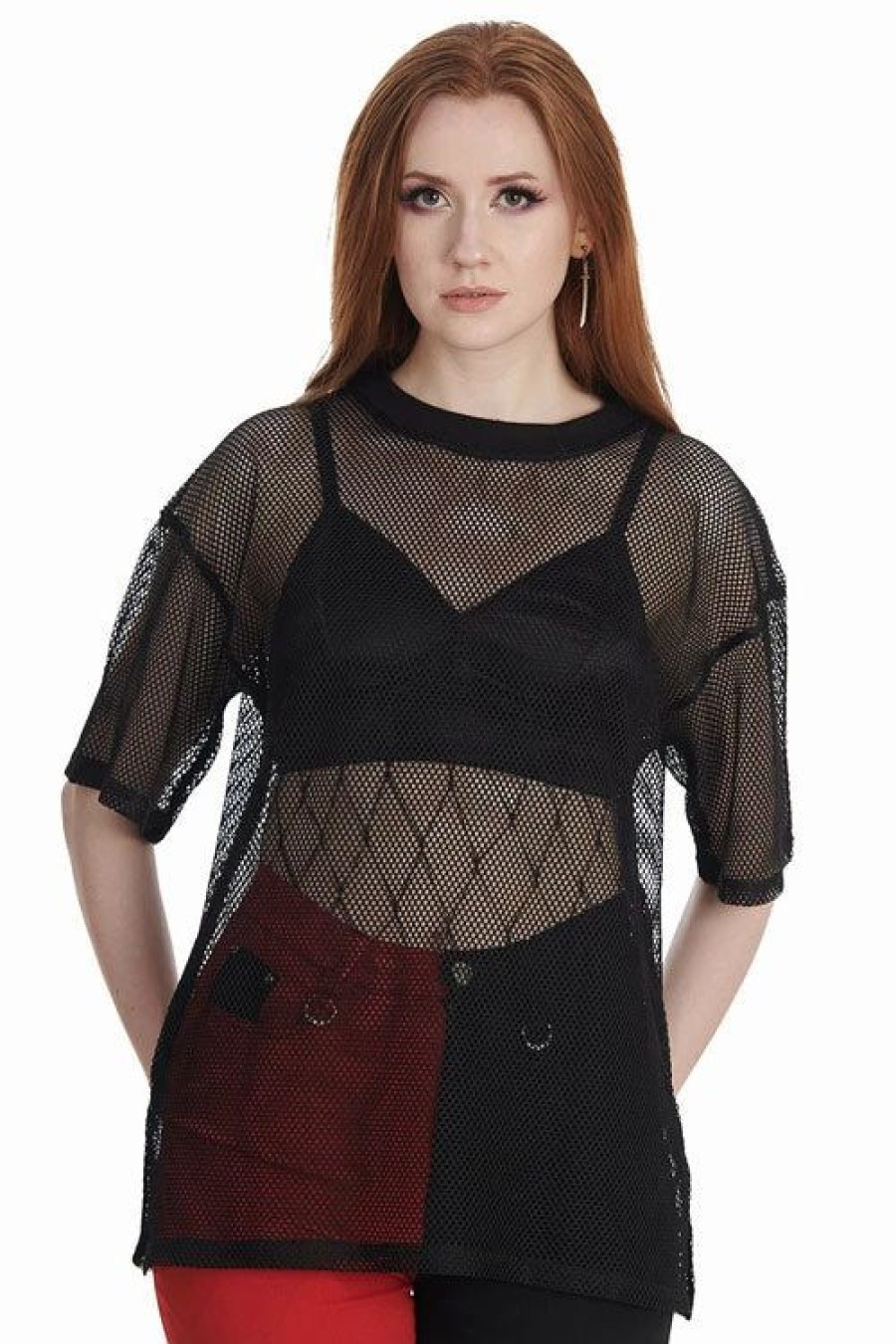 Dark Alternative | * Banned Mesh Magic Long Oversized Top Goth