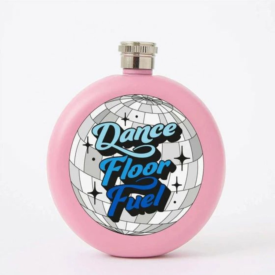 Dark Alternative | * Punky Pins Dance Floor Fuel Round Hip Flask Disco Pink