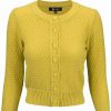 Cardigans | * Mak Sweaters Chunky Vintage Knit Cardigan With 3/4 Sleeves In Honey