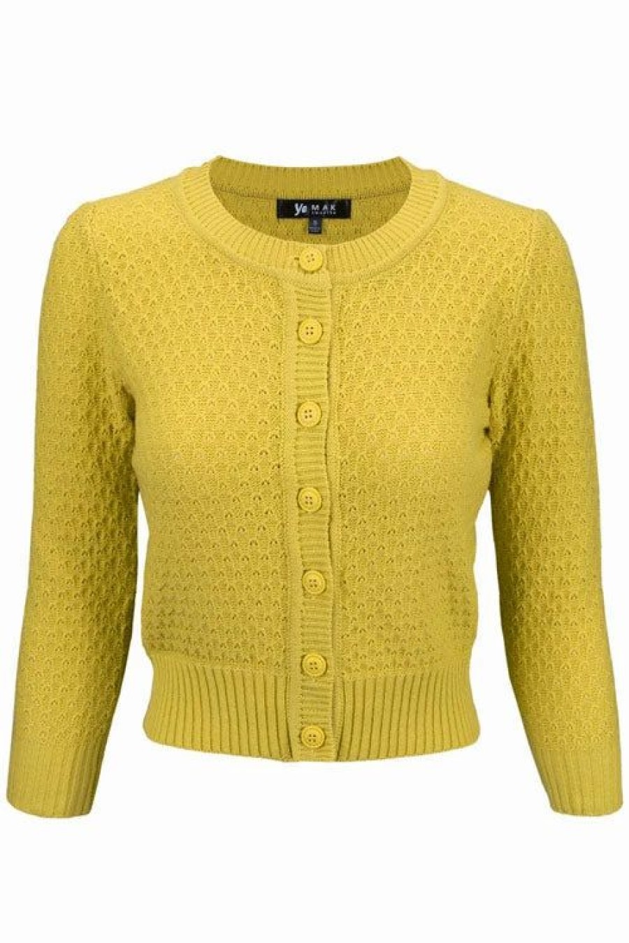 Cardigans | * Mak Sweaters Chunky Vintage Knit Cardigan With 3/4 Sleeves In Honey