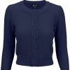 Cardigans | * Mak Sweaters Chunky Vintage Knit Cardigan With 3/4 Sleeves In Navy