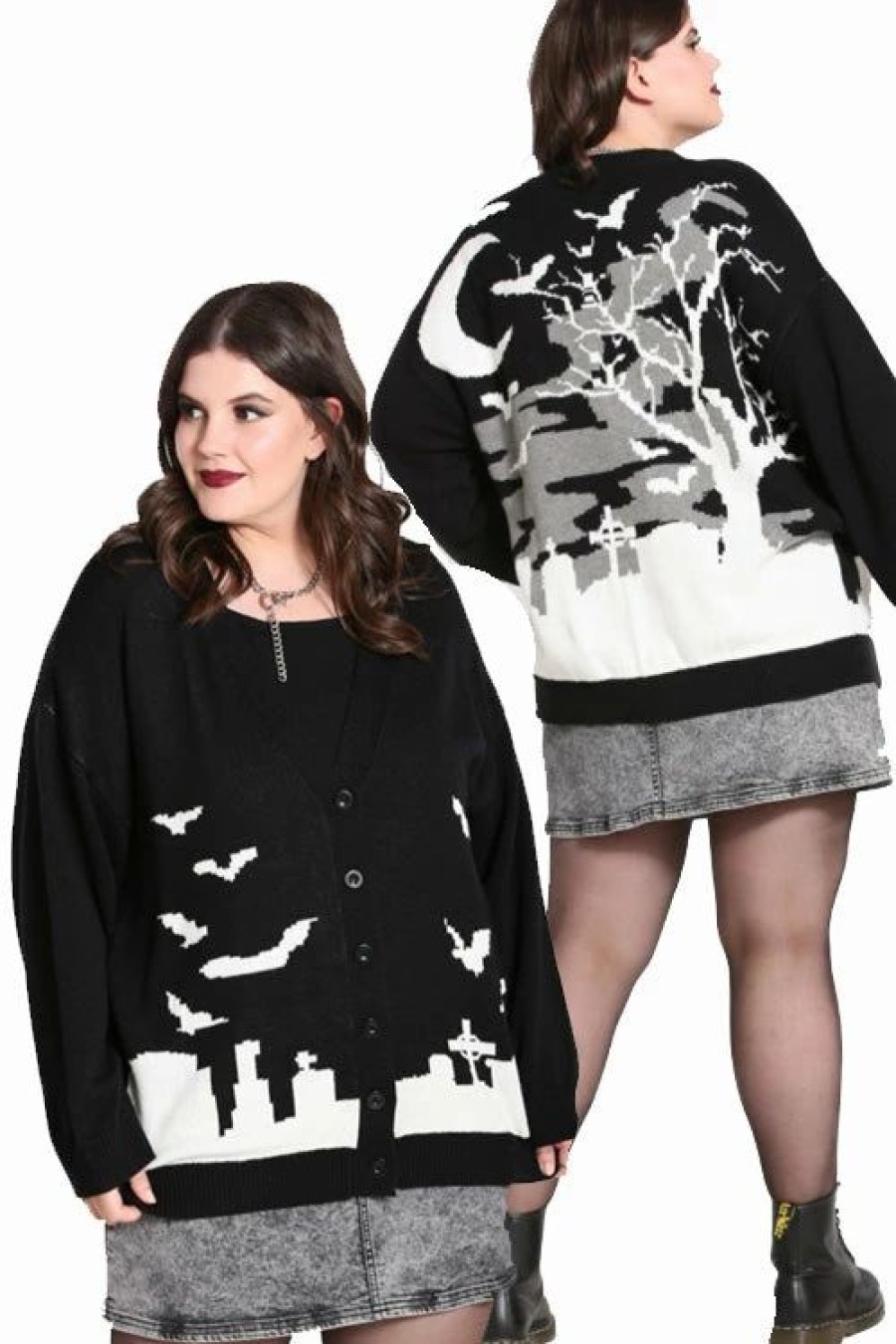 Dark Alternative | * Hell Bunny Salem Oversize Cardigan Graveyard Halloween