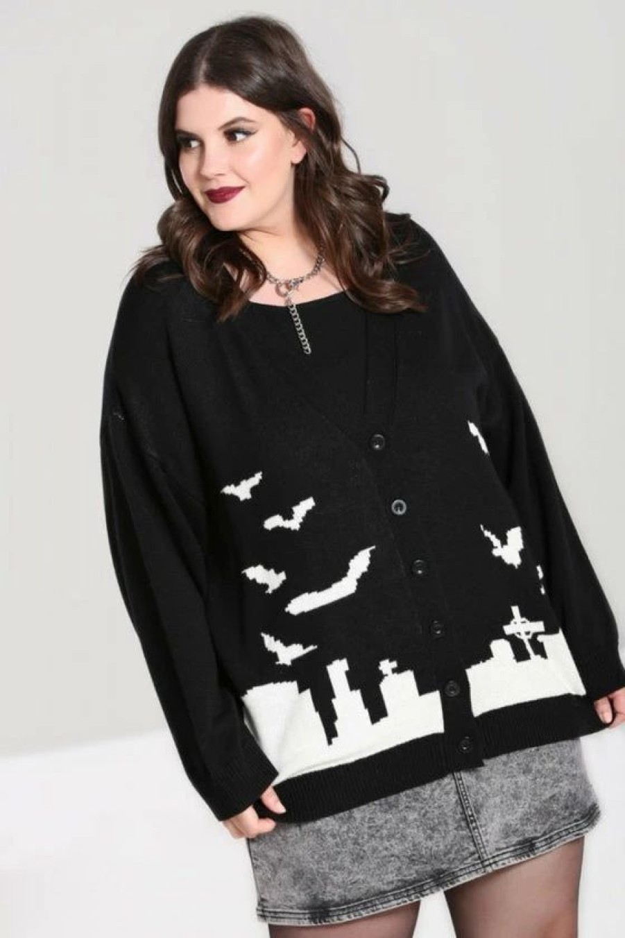 Dark Alternative | * Hell Bunny Salem Oversize Cardigan Graveyard Halloween