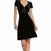 Dark Alternative | * Hell Bunny Morticia Mid Dress Black Velvet With Rhinestone Web Design