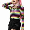 Dark Alternative | * Killstar Nikiko Ribbed Long Sleeve Rainbow Top