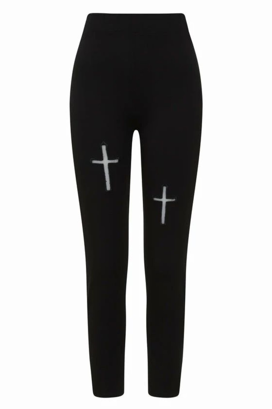 Dark Alternative | * Banned Mina Leggings In Black With Cross Crucifix Cut Outs Stretchy