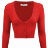 Cardigans | * Mak Sweaters Cropped Cardigan With 3/4 Sleeves In Tomato