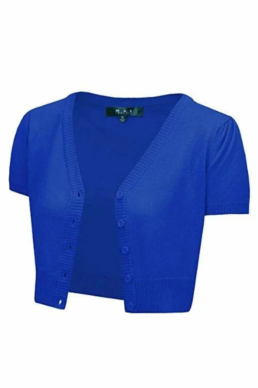 Cardigans | * Mak Sweaters Cropped Cardigan With Short Sleeves In Royal Blue