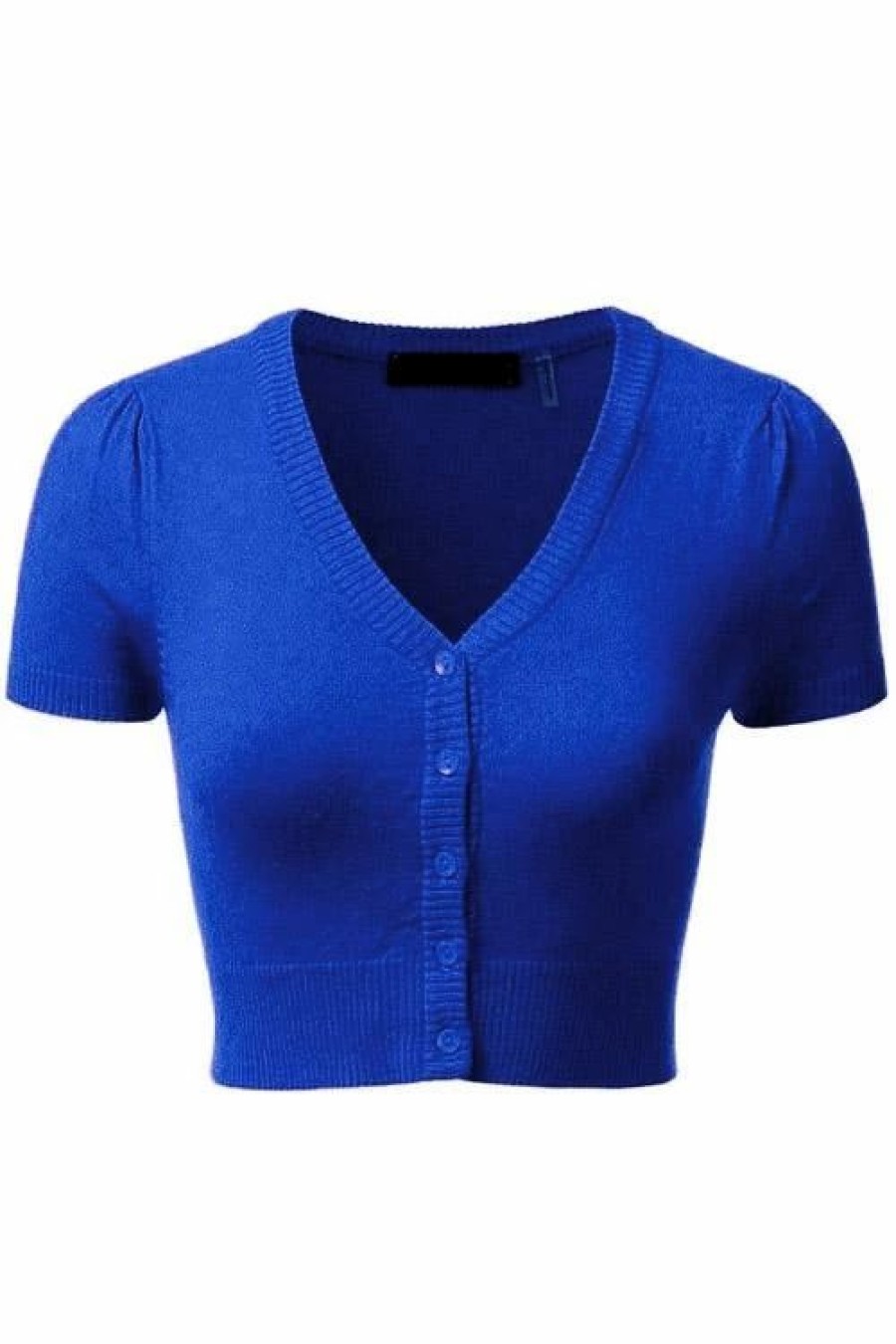 Cardigans | * Mak Sweaters Cropped Cardigan With Short Sleeves In Royal Blue