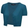 Cardigans | * Mak Sweaters Cropped Cardigan With Short Sleeves In Teal Blue