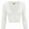 Cardigans | * Mak Sweaters Cropped Cardigan With 3/4 Sleeves In White