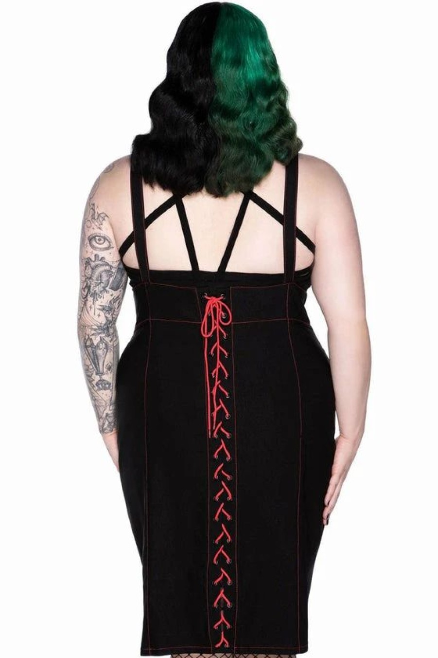 Dark Alternative | * Killstar Adversary Midi Suspender Wiggle Skirt In Black