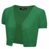 Cardigans | * Mak Sweaters Cropped Cardigan With Short Sleeves In Kelly Green