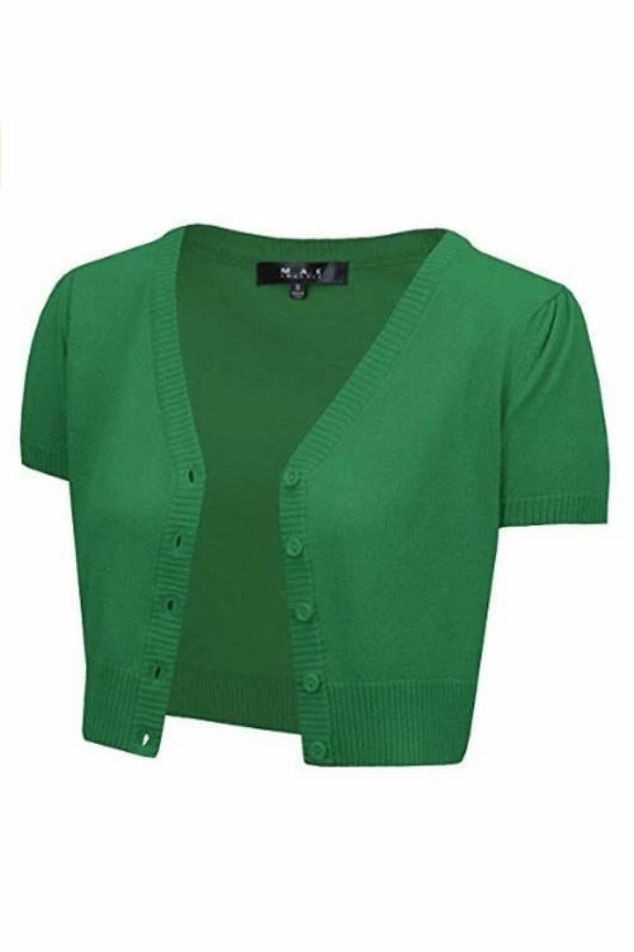 Cardigans | * Mak Sweaters Cropped Cardigan With Short Sleeves In Kelly Green