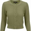 Cardigans | * Mak Sweaters Chunky Vintage Knit Cardigan With 3/4 Sleeves In Olive