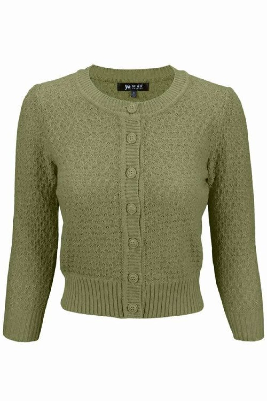 Cardigans | * Mak Sweaters Chunky Vintage Knit Cardigan With 3/4 Sleeves In Olive