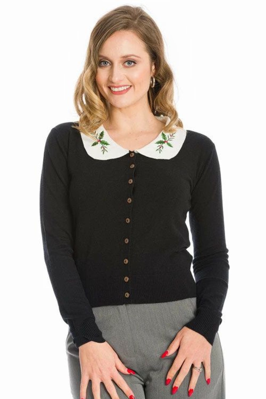 Dark Alternative | * Banned Happy Holly Cardigan In Black Christmas