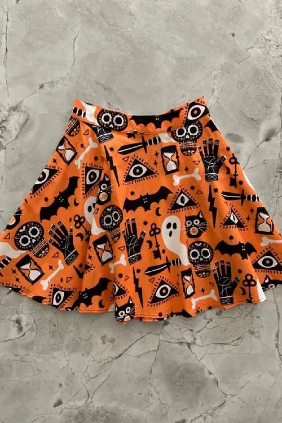 Dark Alternative | * Retrolicious Skater Skirt In Eeek Halloween Print