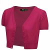 Cardigans | * Mak Sweaters Cropped Cardigan With Short Sleeves In Magenta