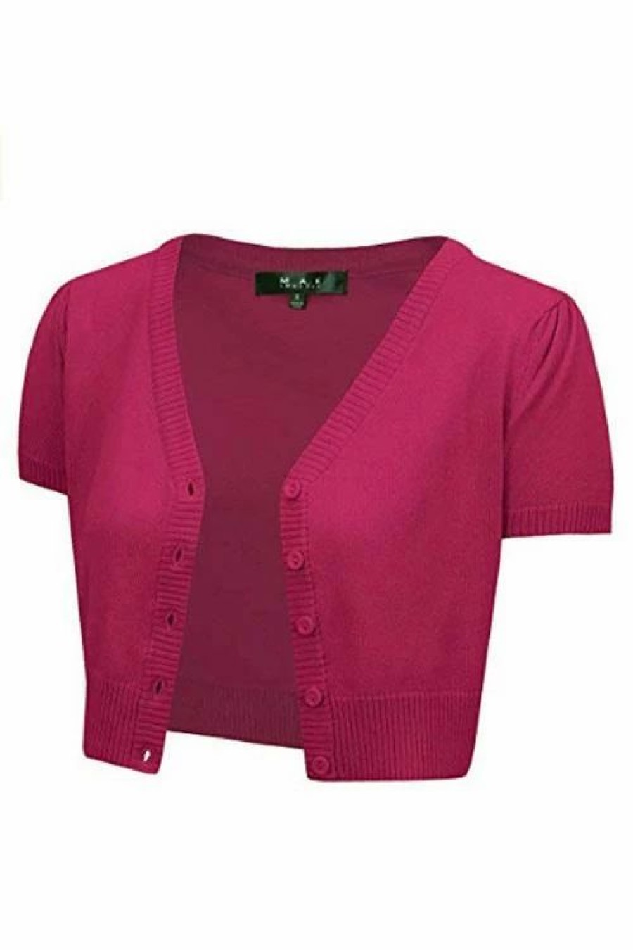 Cardigans | * Mak Sweaters Cropped Cardigan With Short Sleeves In Magenta