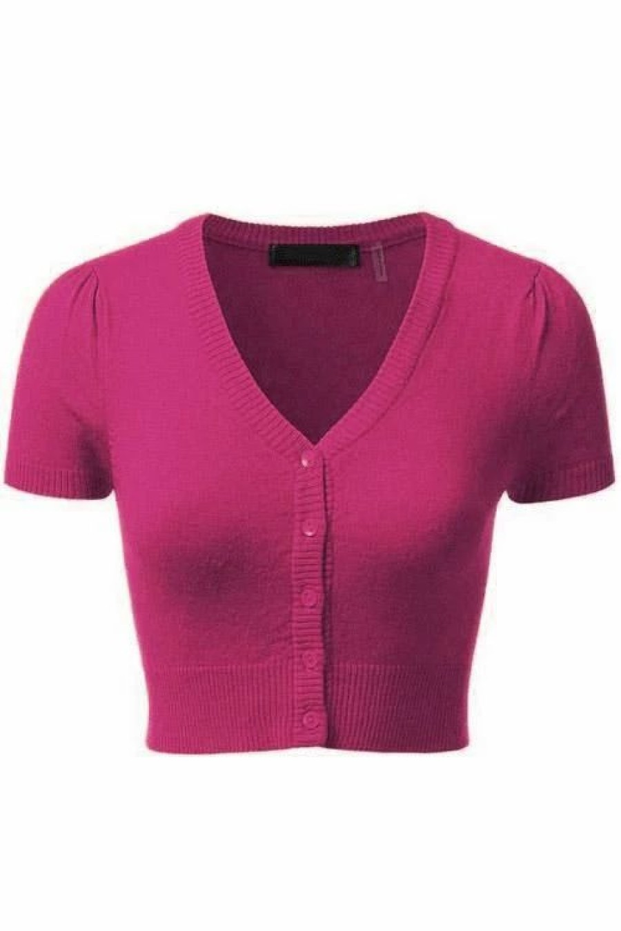 Cardigans | * Mak Sweaters Cropped Cardigan With Short Sleeves In Magenta